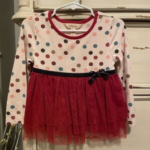 Matilda Jane Polka Dot Long Sleeve Top with Red Tulle